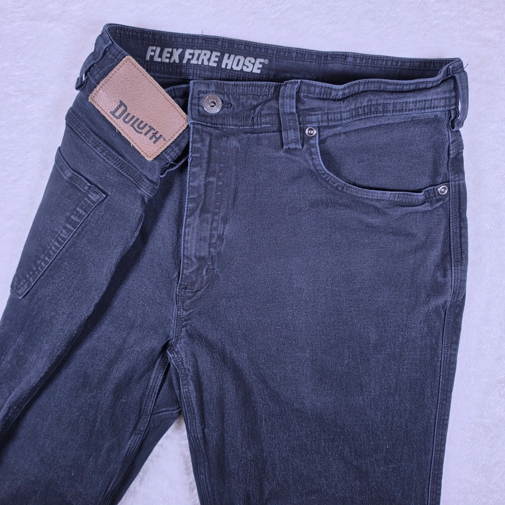 Duluth Flex Fire Hose Mens 38x30 Black Stretch Slim Fit Pants 84332